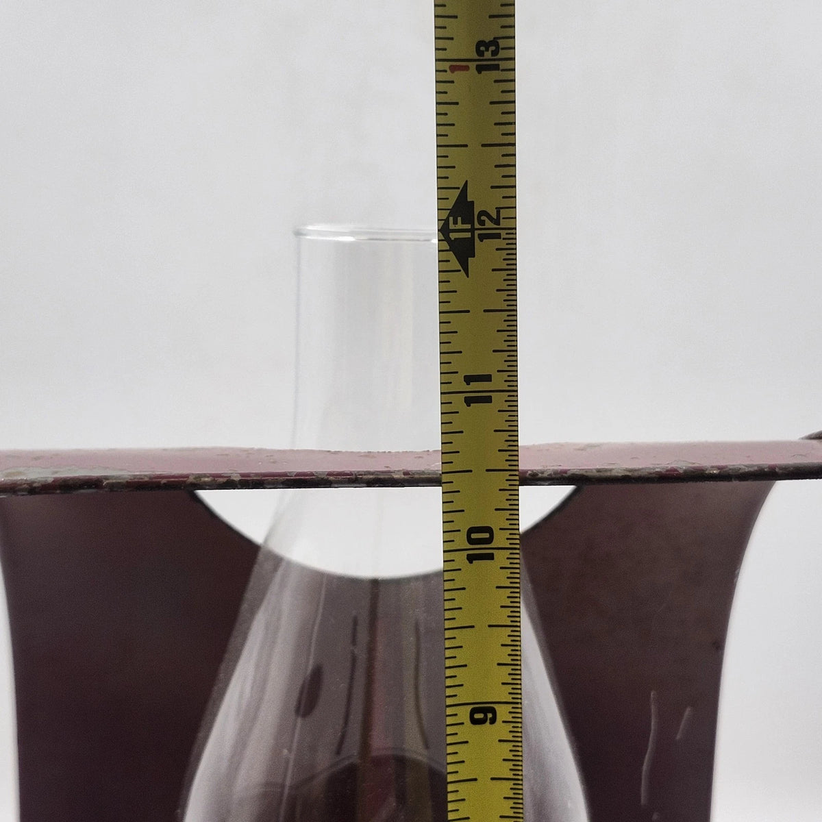 Metal Kerosene Oil Lamp Hand Painted Grapes Mauve Reflector Vintage 10.5" Vtg