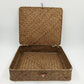 2 Seagrass Wicker Storage Baskets w/ Lids Flat Organizer Home Decor 13x11x3
