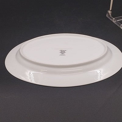 Noritake Cumberland Oval Serving Platter 11" White Flower Platinum Vintage Japan
