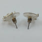 Yellow Flower Stud Earrings Pear Cut Faceted Stones Silver Tone Floral Jewelry