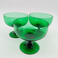 3 Sherbet Cups Green Depression Stemmed Foot Uranium Glass Vintage 3.5" across