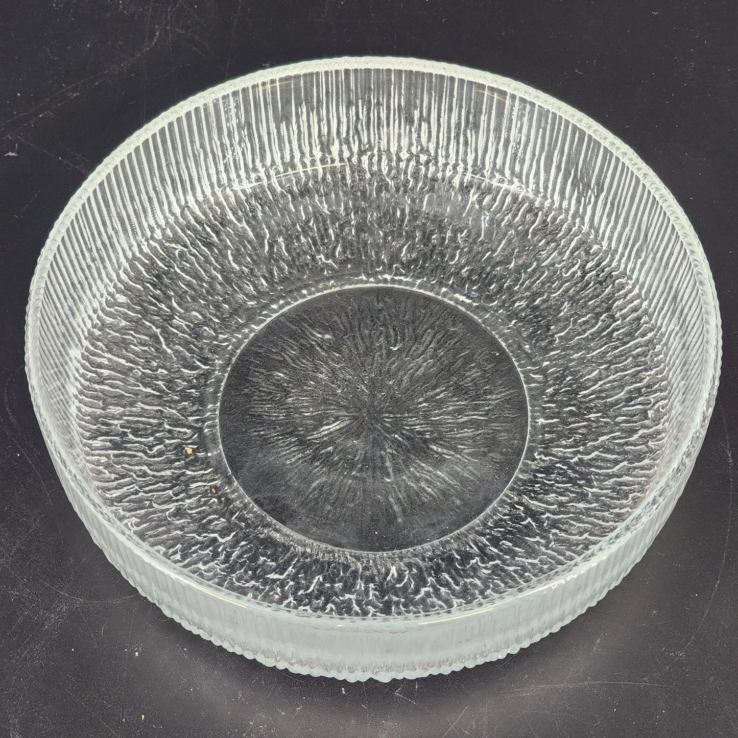 Indiana Glass Tree Bark Ice Textured Bowl 6.75 Inch Vintage