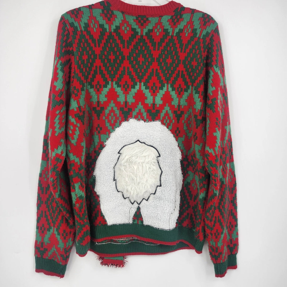 Holiday Time Llama Ugly Christmas Sweater Red Fair Isle 3D Novelty Large 42-44