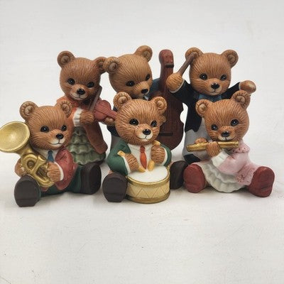 Homco Collections No 1422 Set of 6 Symphony Orchestra Musical Teddy Bears Vtg