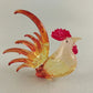 Rooster Miniature Glass Figurine Blown Fused Art Clear Red Yellow Orange