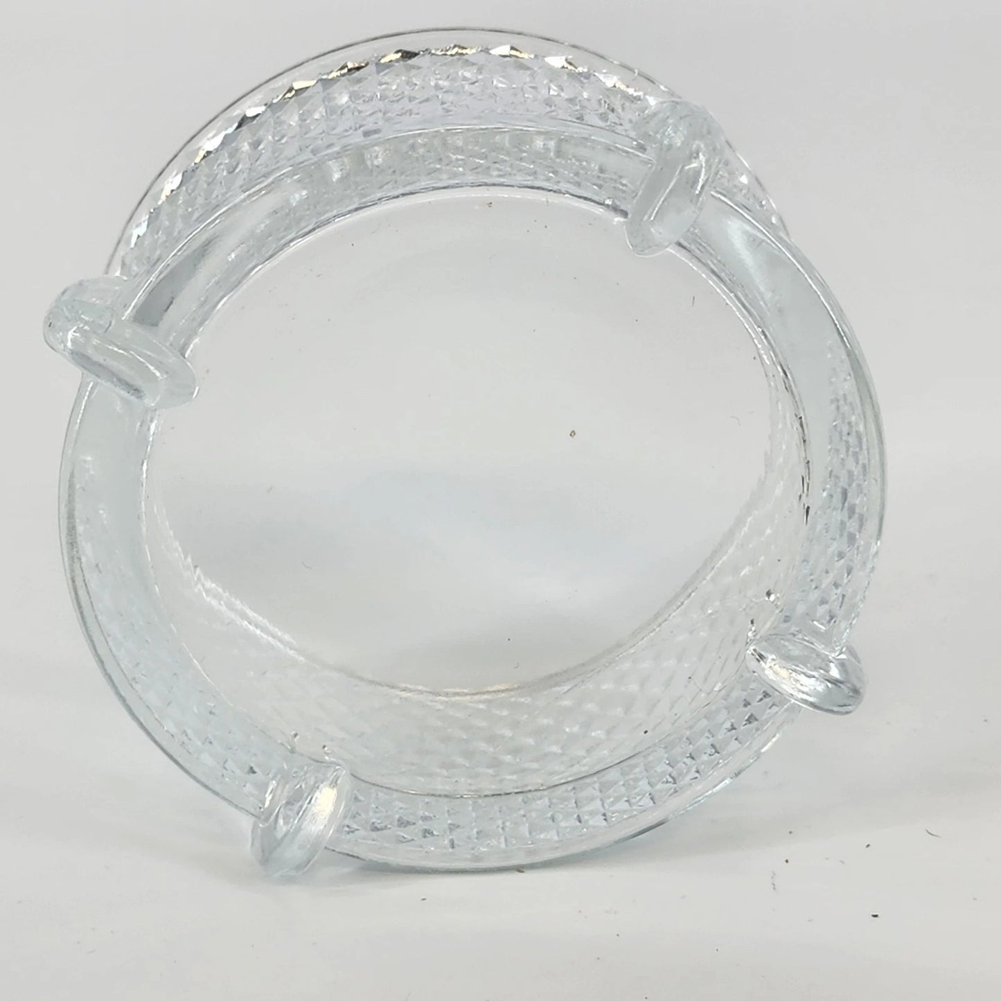 New Martinsville Geneva Glass Puff Box Black Plume Finial Diamond Art Deco 1930s