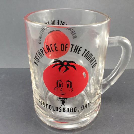 Reynoldsburg Ohio Birthplace of the Tomato Clear Glass Drinking Mug 12 Ounce 4¾"