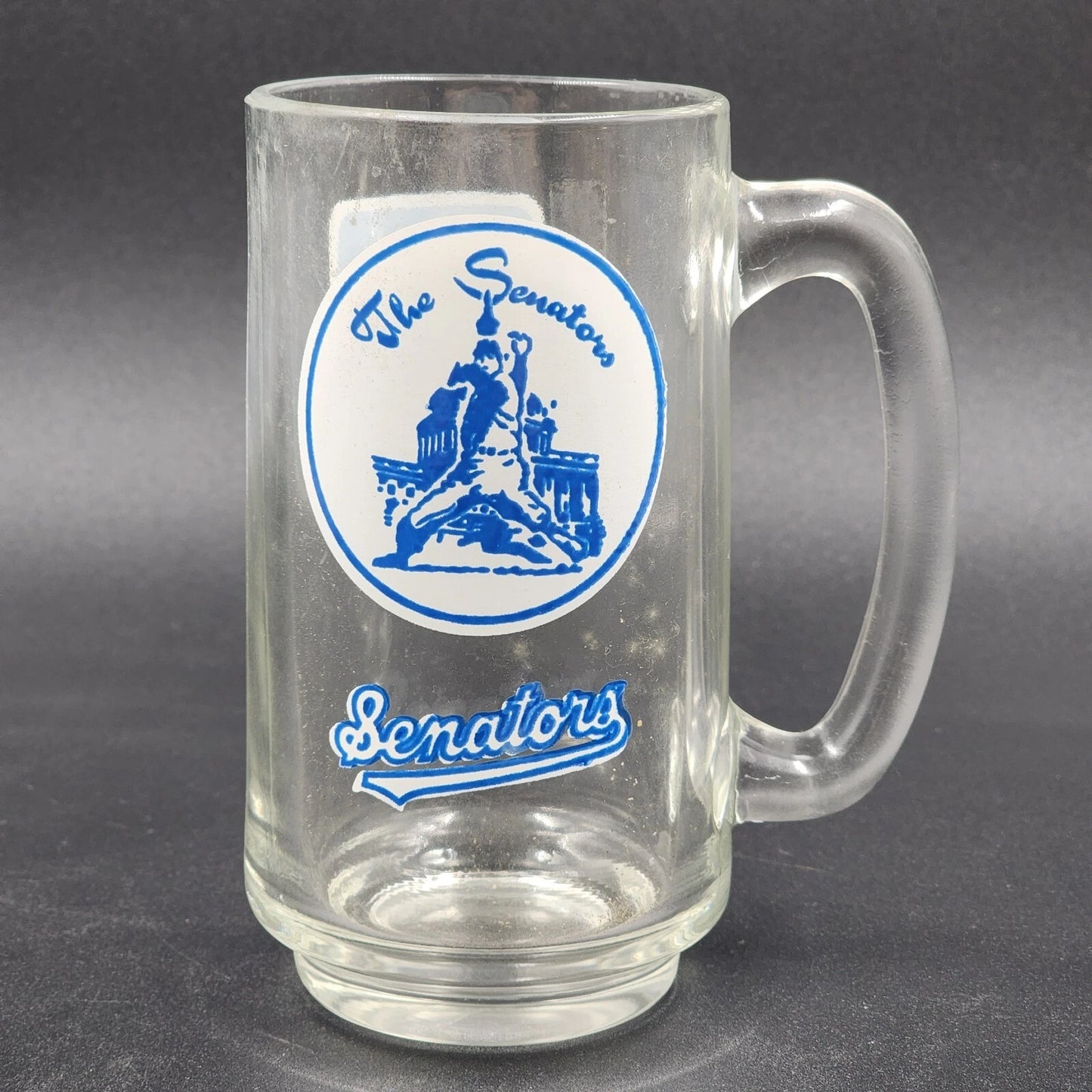 1960's Washington Senators MLB Clear Glass Beer Mug Logo Rare Baseball 5.5" Vtg