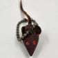 Danish Teak Wood Mouse Keychain Rhinestone Eye Leather Tail Ears Miniature 1.25"