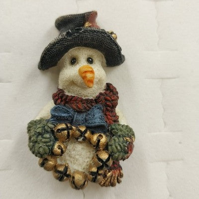 Boyds Bears Folkstone Collection JINGLES THE SNOWMAN Resin Brooch Pin Vintage