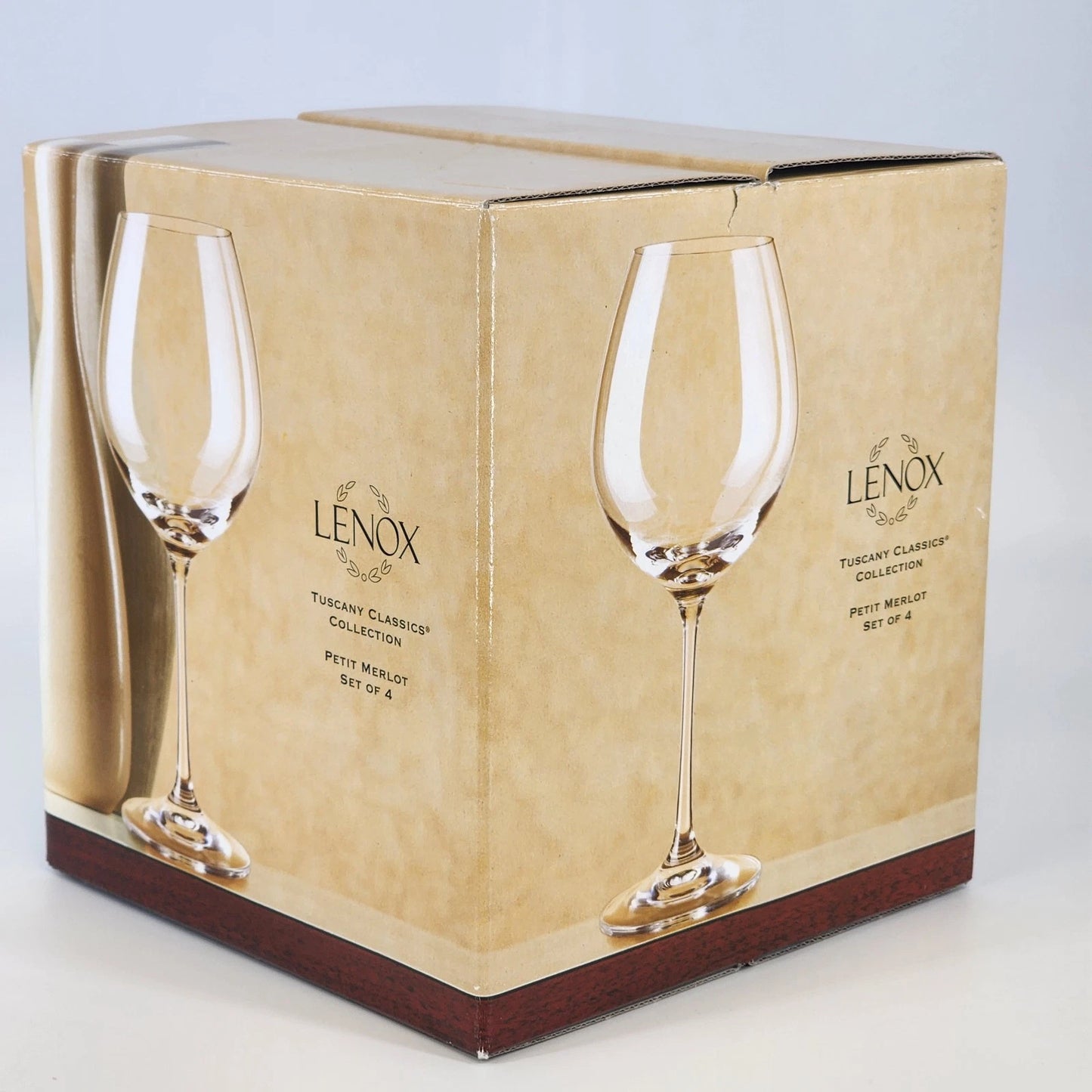4 Lenox Wine Glasses Set 8.25" Tuscany Classics Crystal Petit Merlot NIB