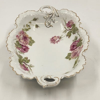Rosenthal RC Monbijou China Vegetable Bowl Pink Bavaria Roses w Handle Chipped