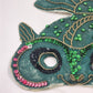 Hand Sewn Vintage Mardi Gras Green Fish Mask Sequins Beads