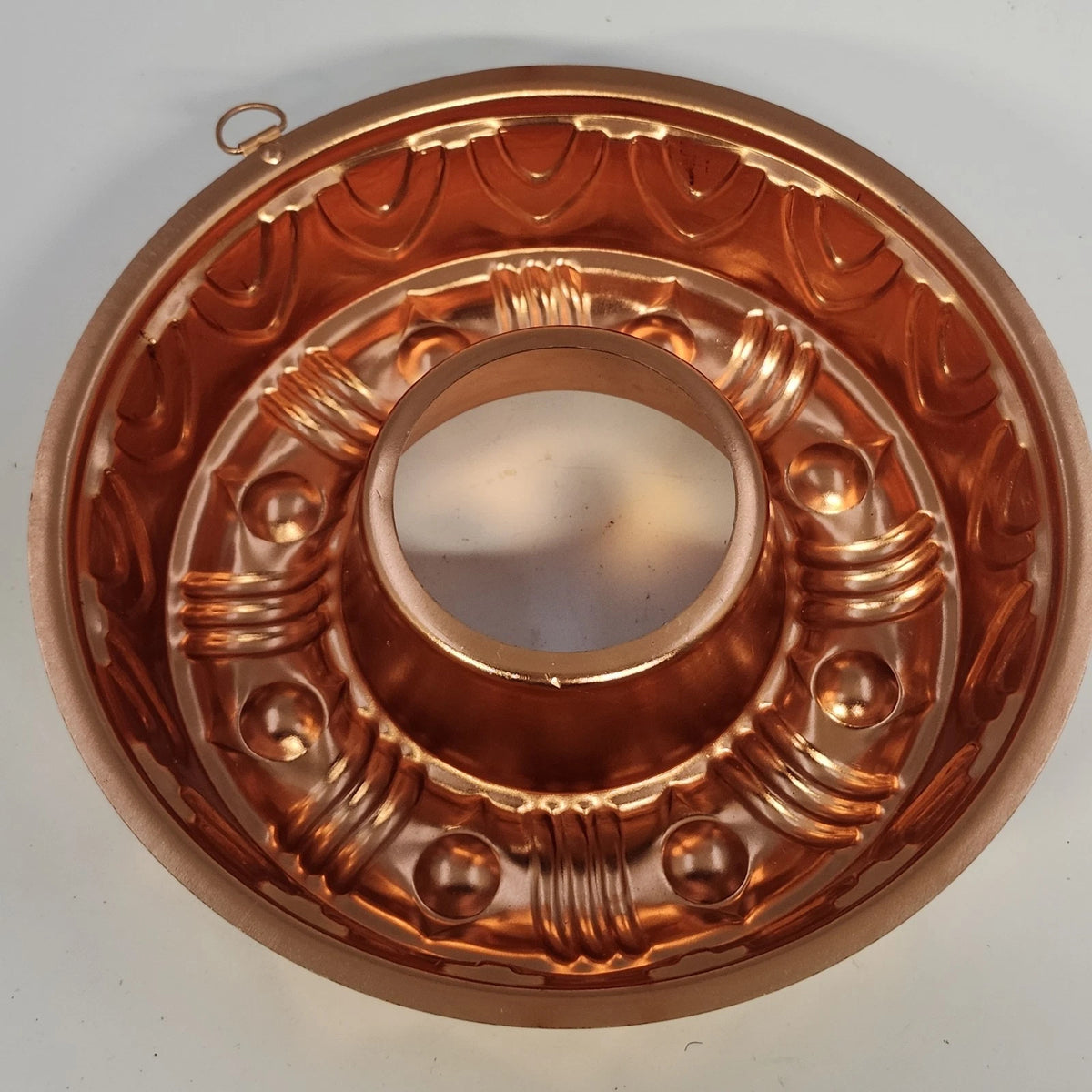 Copper Tone Jello Gelatin Ring Mold 3.5 Cup Geometric Wall Hanging 8.5" Vintage