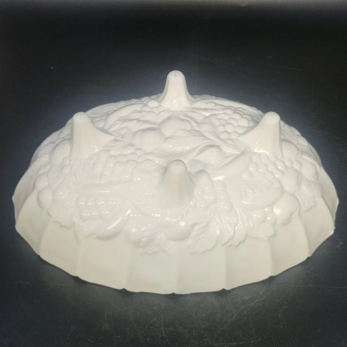 Indiana Glass Harvest Grape Milk Glass Footed Fruit Serving Bowl 12" Vintage