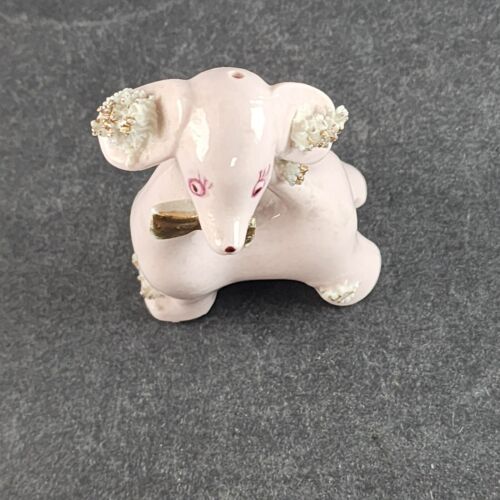 Pink Poodle Shaker Single Spaghetti Porcelain Ceramic Vintage 1950s Figurine