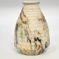 Nemadji Indian Pottery Native Clay Ribbed Vase 5.5" Green Orange Swirl USA