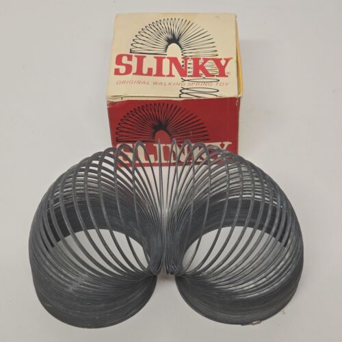 SLINKY in Original Box No 100 The Name's James 1960's Walking Spring Toy Vintage