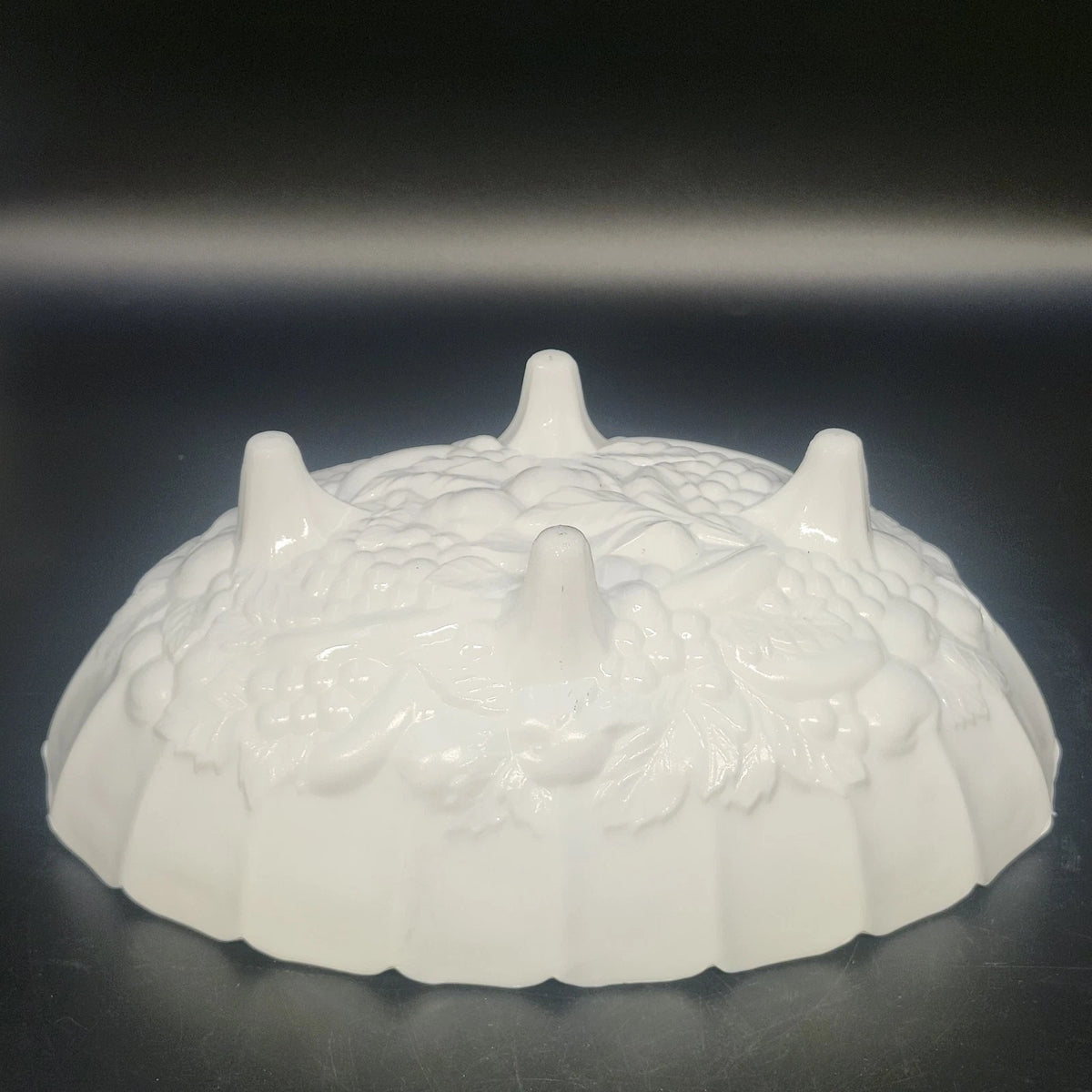 Indiana Glass Harvest Grape Milk Glass Footed Fruit Serving Bowl 12" Vintage