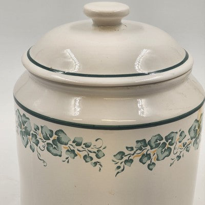 Corelle Callaway White Green Ivy Canister 8" Corning Ware Floral Lines China