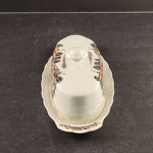 Yorkshire Staffordshire Multicolor Covered Butter Dish Vintage England