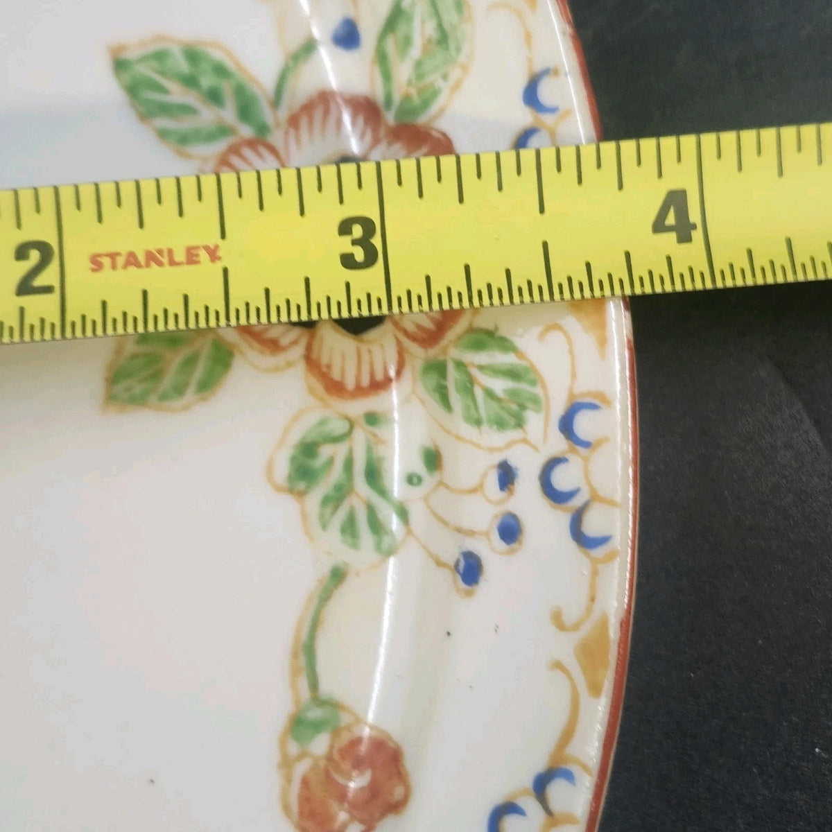Porcelain Oval Serving Dish Plate 6" Hand Painted Floral Orange Trim Japan