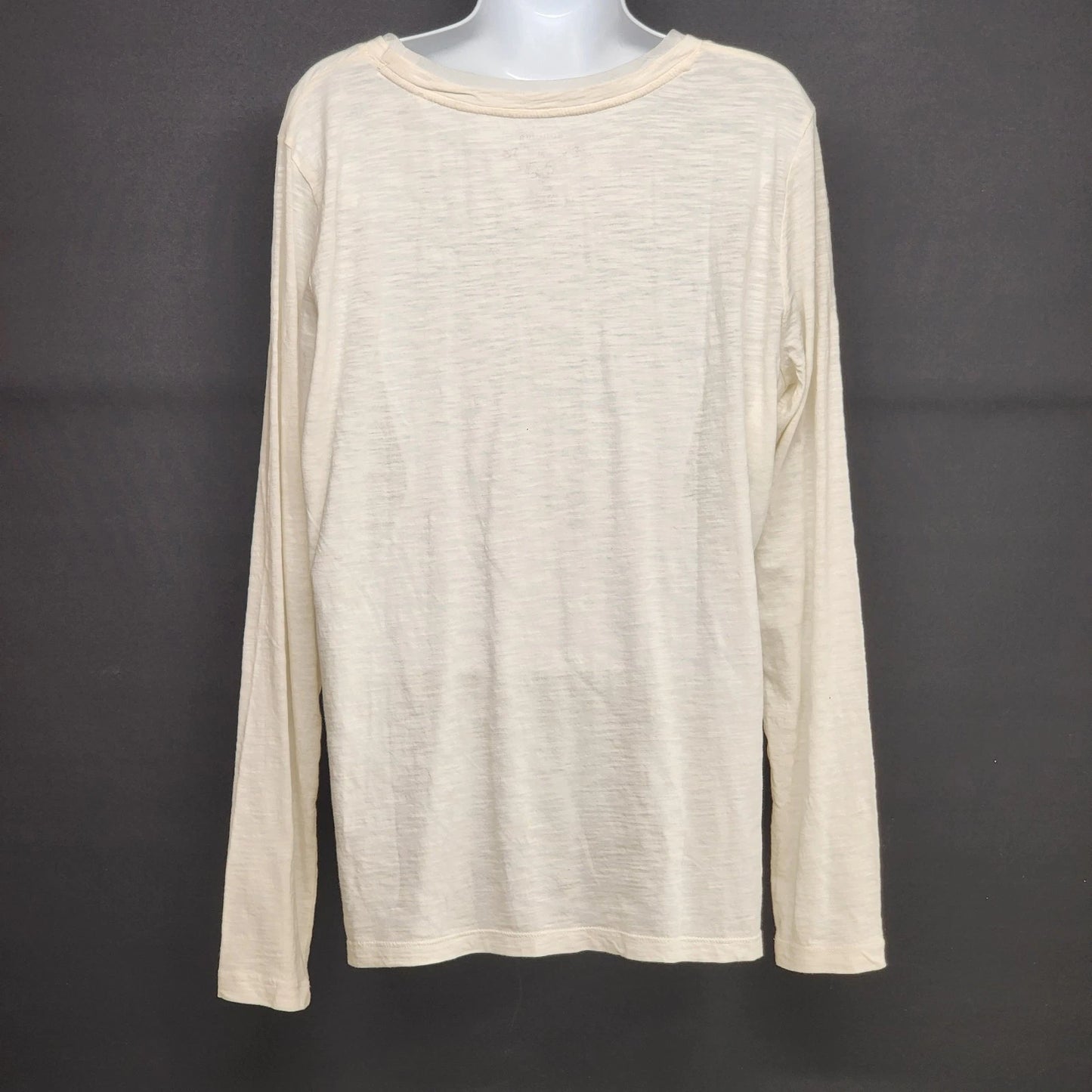Sonoma Goods For Life XL Cream Long Sleeve Tee Lace Flower Pearl Bead Detail 24"