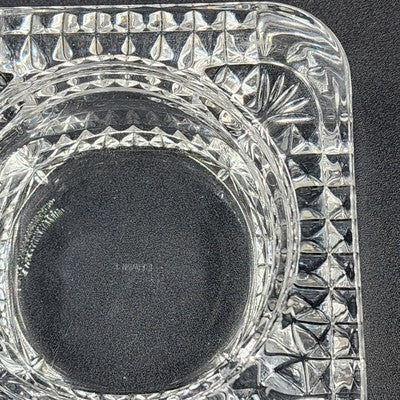Crystal D'Argues French Candle Holder Faceted Square 4" Marked France EUC