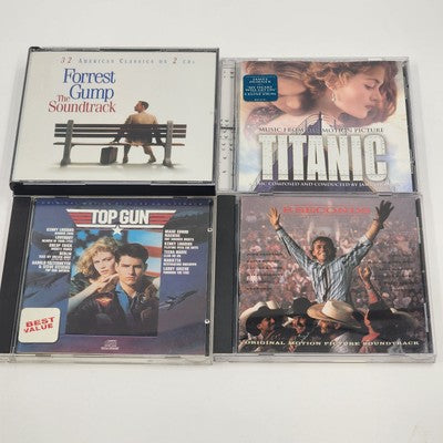 4 CD movie soundtrack set Top Gun Forrest Gump Titanic Eight Seconds