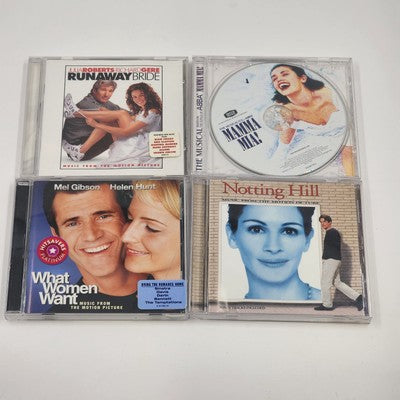 Set of 4 movie soundtrack CDs including Mamma Mia, Notting Hill, and more
