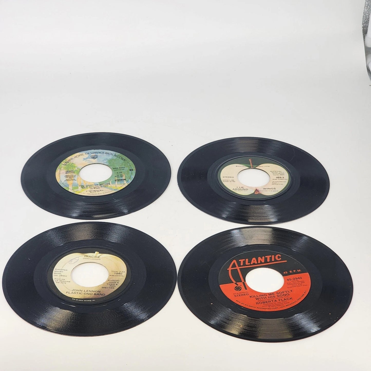 1970s 4 pack 45RPM vinyl singles Wings Lennon Flack Boone