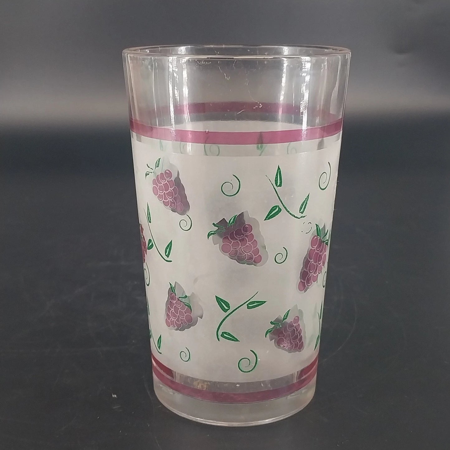 Berney-Bond Floral Glass Tumblers Set 8 Sunflower Rose Magnolia Grape 10oz Vtg