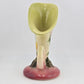 Hull Pottery W2 Woodland Cornucopia Vase 5.5" Chartreuse Pink Glossy 1950's Vtg