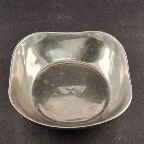 X Armetale Plough Tavern Pewter Bowl 8" Square with Curved Up Corners