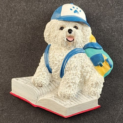 Bichon Frise Refrigerator Magnet Back Packing Dog Figurine Willabee Ward MBI