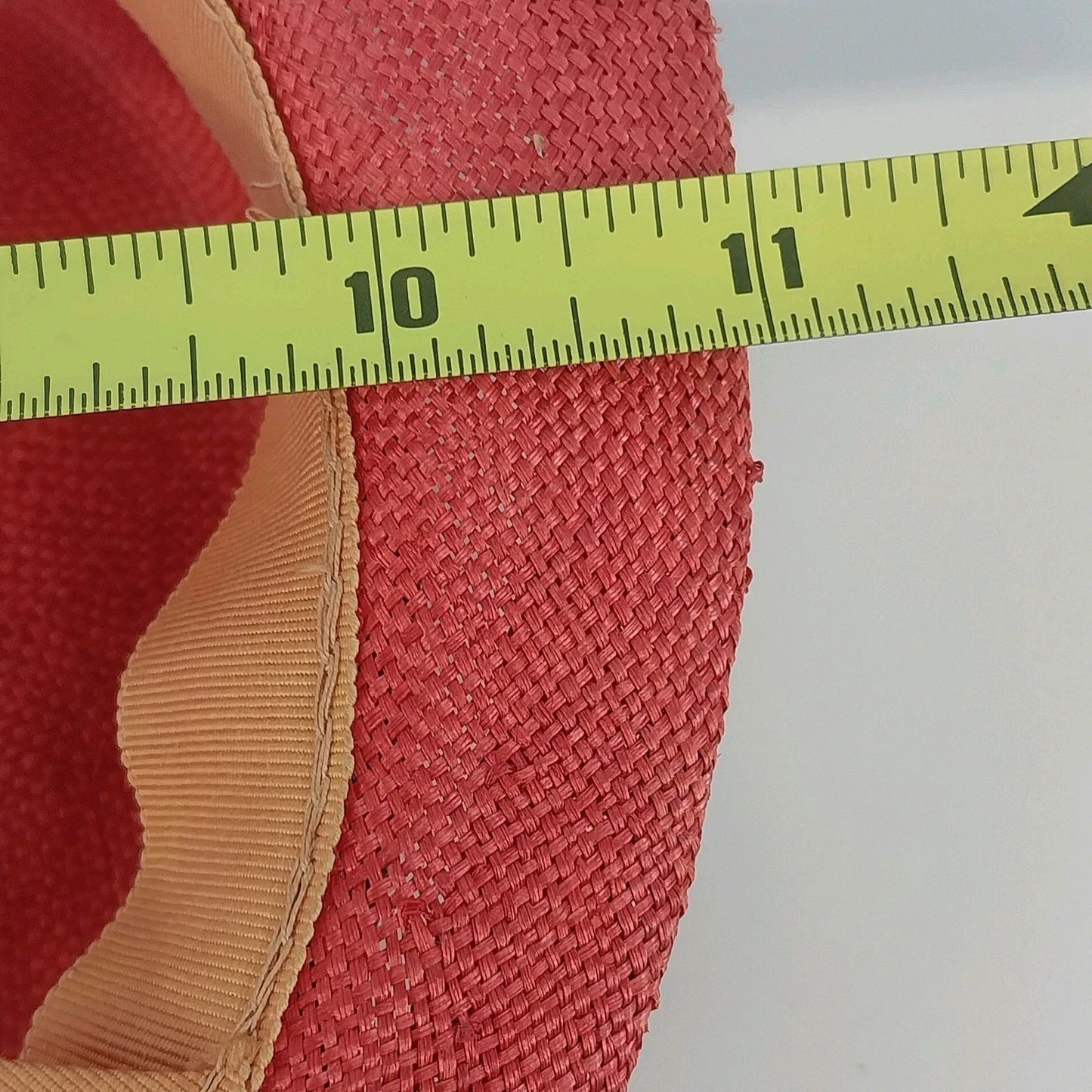 Women's Red Derby Dress Hat Wide Brim Polka Dot Bow Mesh Trim Vintage 11"