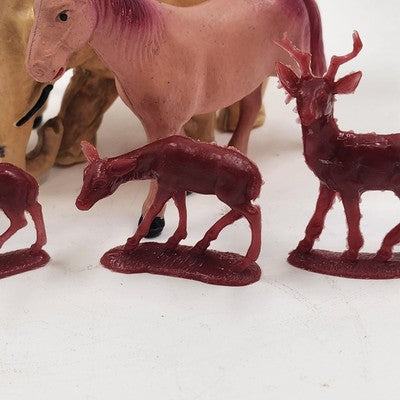 Lot of 7 Plastic Celluloid Blow Mold Animals Toy Figurines Vintage Japan 1950's