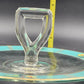 Reverse Painted Glass Tidbit Tray French cottage tableware Blue 11" MCM Server