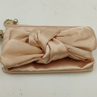 Jessica Simpson Pink Silk Wristlet Mini Purse with Bow Baguette Style Bag China