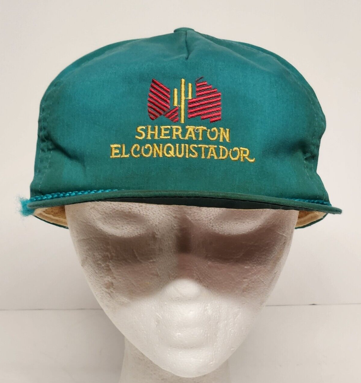 Sheraton El Conquistador Hat Low Profile Green Cap Terry Band Snapback Vintage