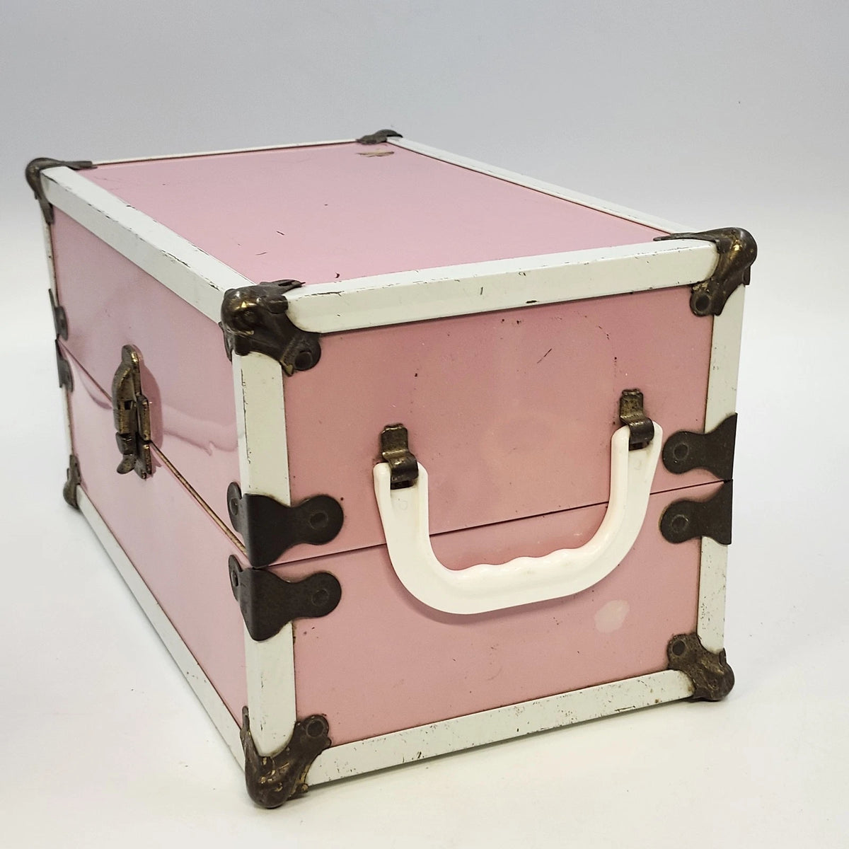 Pink Cass Toy Doll Trunk Wardrobe Case Clothes Accessories Storage 12" Vintage