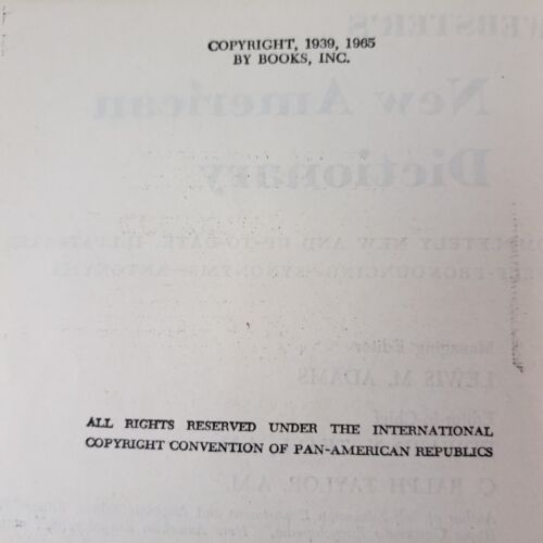 Webster’s New American Dictionary 1967 Thumb Indexed Book