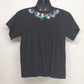 YZXDORWJ Embroidered Boho Shirt Black Crinkle Cotton Blend Short Sleeve Size XXL
