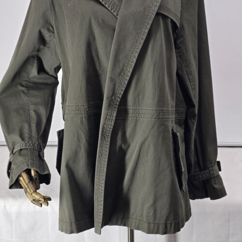 Coldwater Creek Classic Lightweight Jacket Olive Green W18 Open Front No Belt