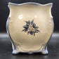 Vee Jackson California Pottery White Planter Blue Floral Footed Cachepot 9.5 in