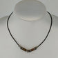 Liska Bali Black Leather Cord Necklace Wood Metal Beads Hook Clasp 17" Bohemian
