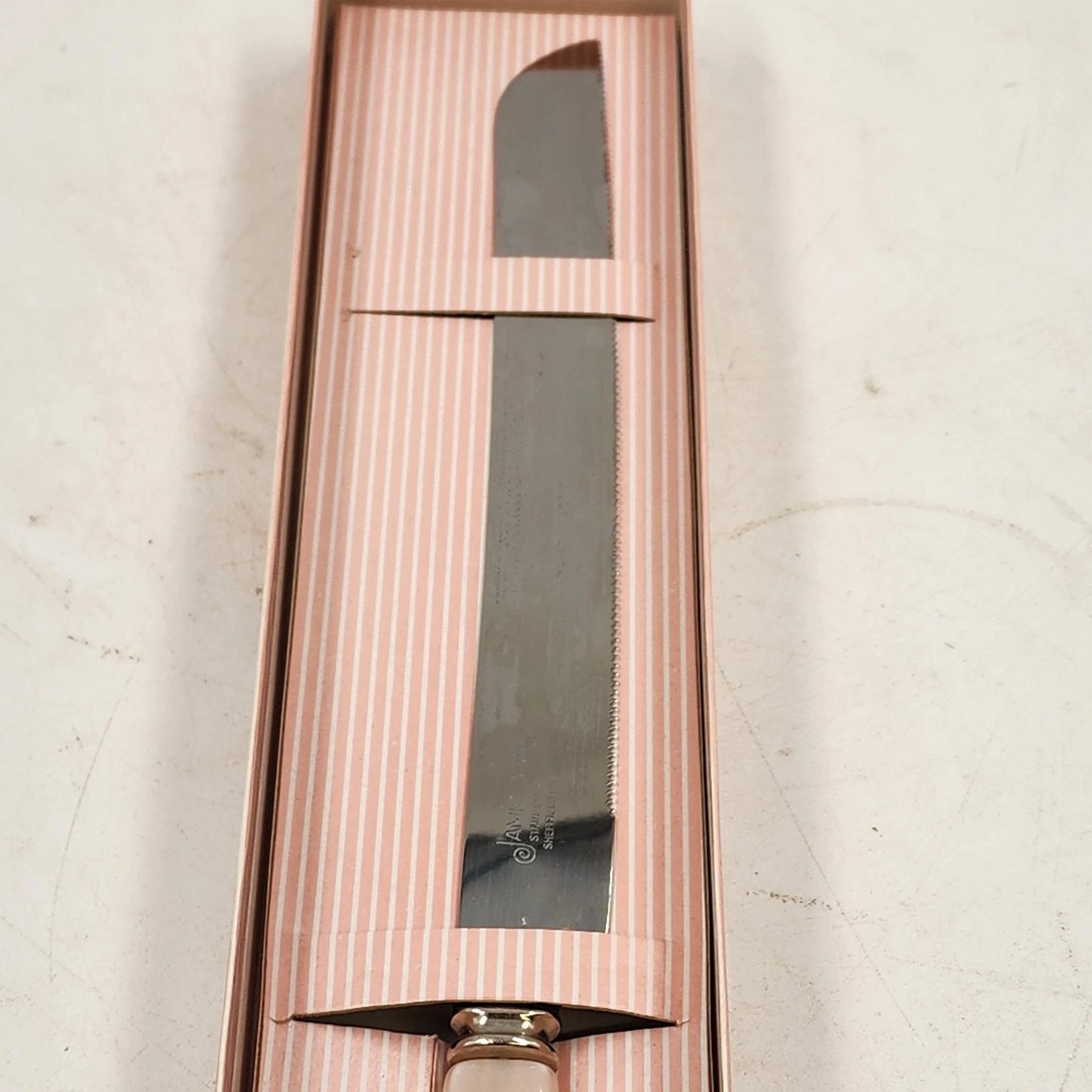 Jamie Lynn Wedding Cake Knife Server 12" 4 Pink Handle Stainless Sheffield Bride
