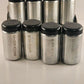 Spun Aluminum Salt Pepper 8 Named Spices and Rack Black Bakelite Lids W Germany