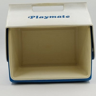 Igloo Blue & White Playmate Cooler Large with Sliding Lid Ice Chest 14" Vtg 1986