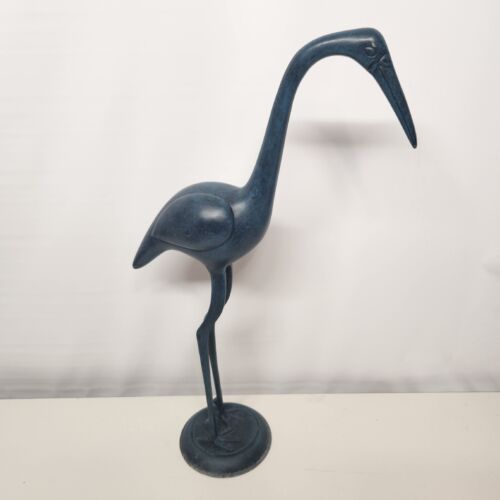 Blue Heron Crane Figurine 21" Tall Bird Statue Coastal Garden Patio Decor